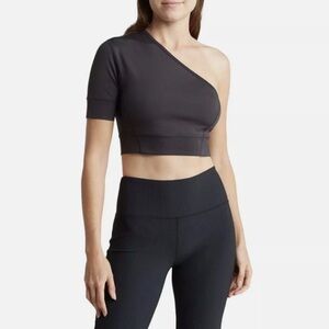 Zella Black Asymmetrical Crop Top